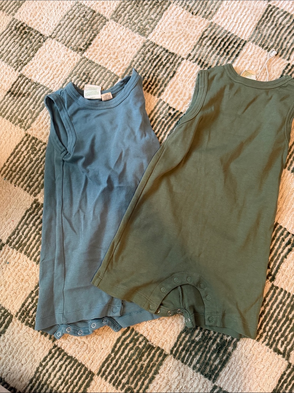 Parade Sleeveless One-Piece Bodysuit Romper in Blue and Olive - Unbranded